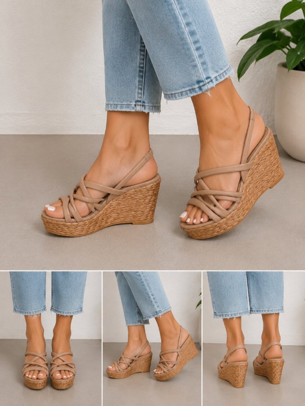 DISPLAY KAANAS Strappy Espadrille Wedge Sandals